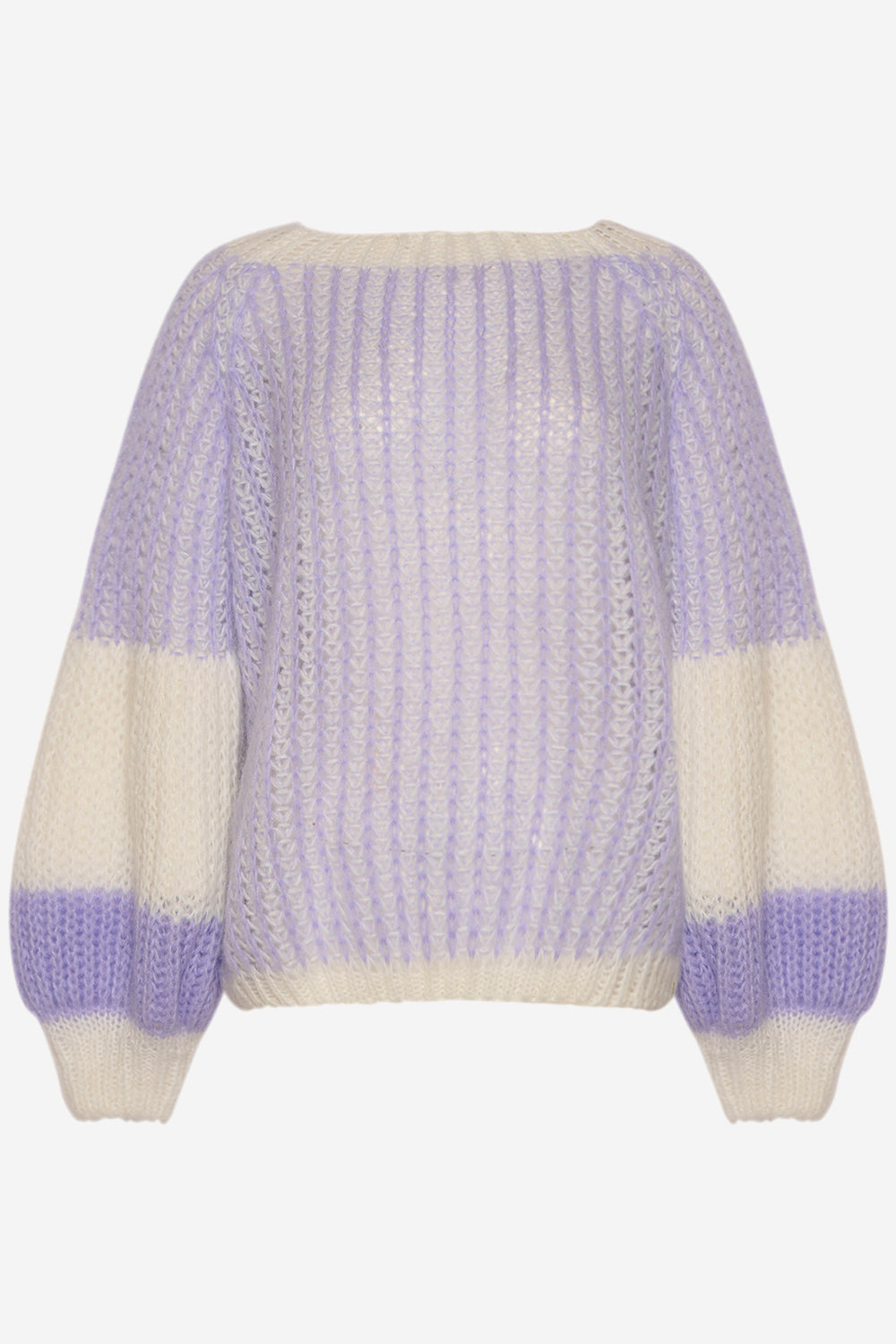 Noellas Liana Knit Sweater Lavender/White. Køb Striktrøjer hos www.noellafashion.dk