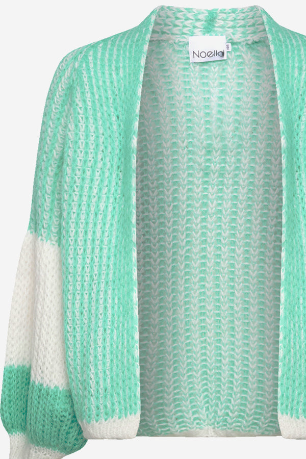 Liana Knit Cardigan Mint/White