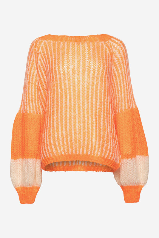 Noellas Liana Knit Sweater Orange/White. Køb Striktrøjer hos www.noellafashion.dk