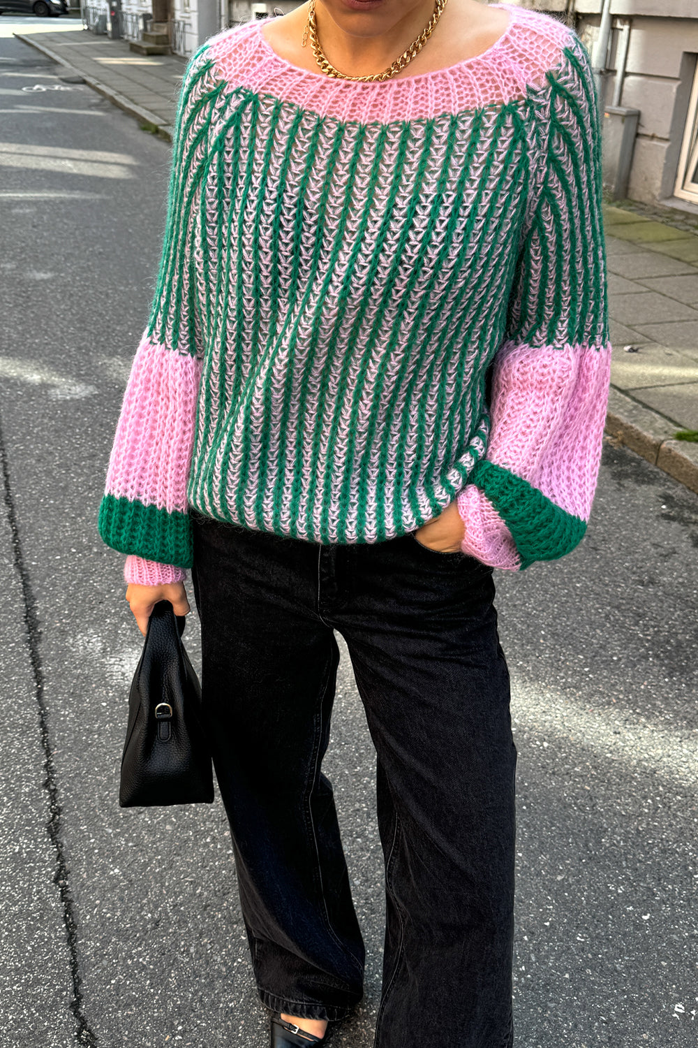 Liana Knit Sweater Green Bubblegum