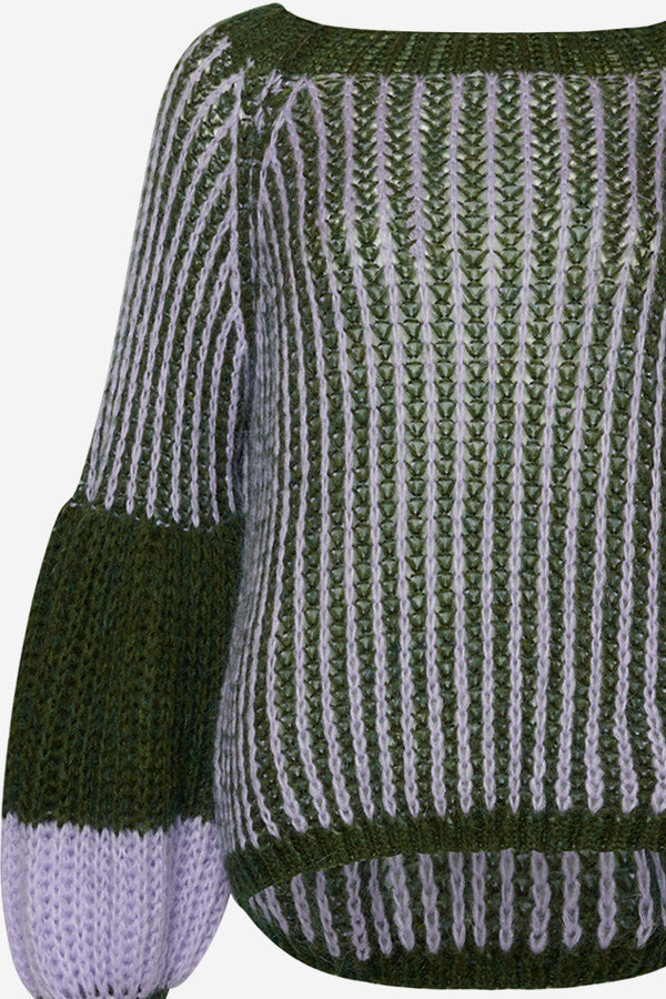 Liana Knit Sweater Army/lilac