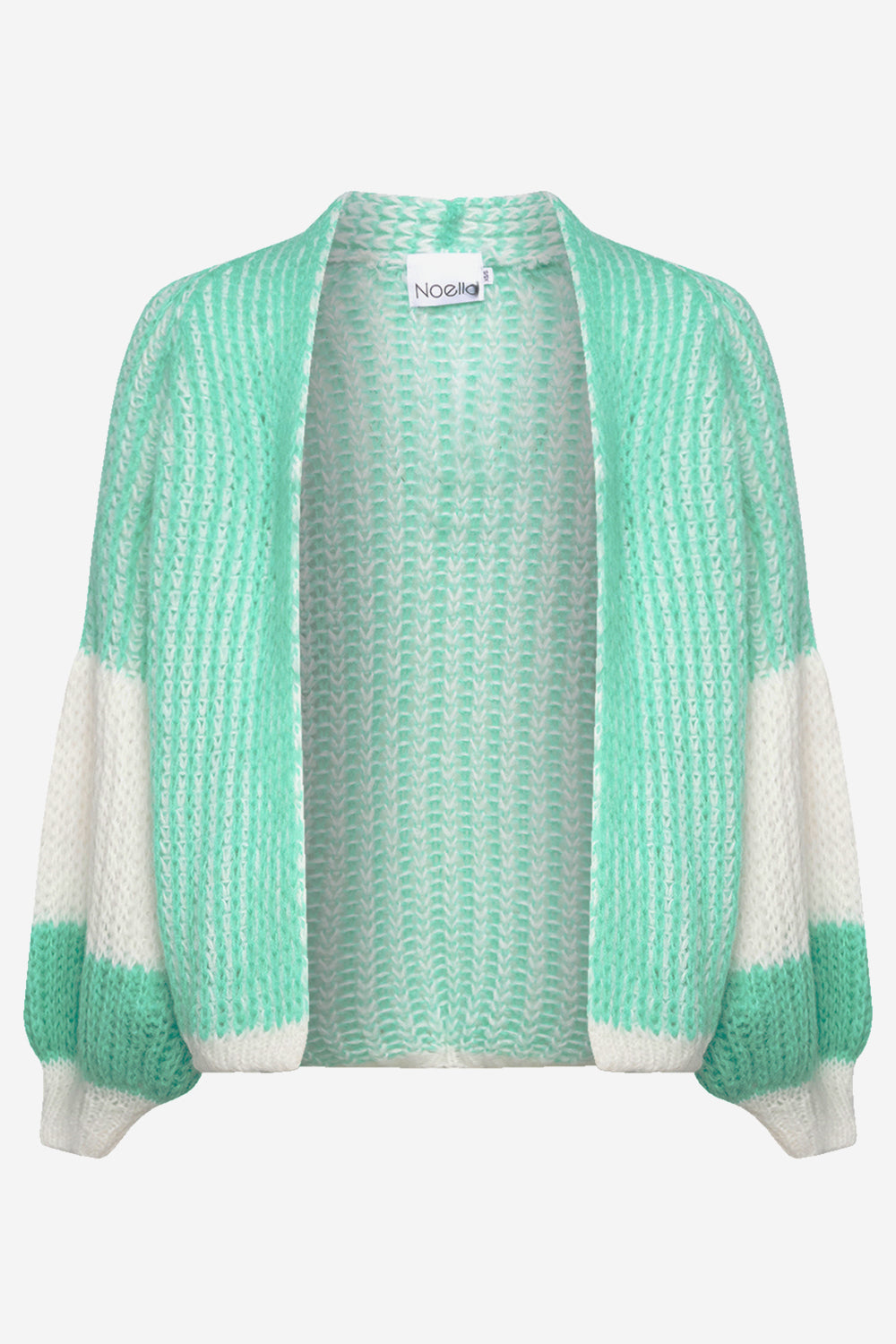 Noellas Liana Knit Cardigan Mint/White. Køb Striktrøjer hos www.noellafashion.dk