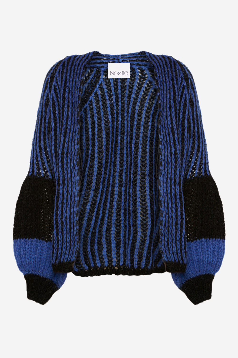 Noellas Liana Knit Cardigan Black/Electric Blue. Køb Cardigans hos www.noellafashion.dk