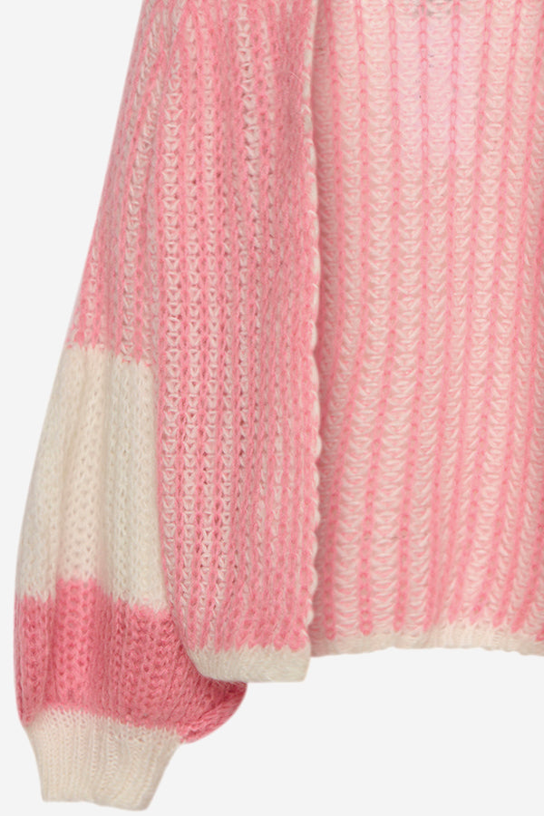 Liana Knit Cardigan White/Rose