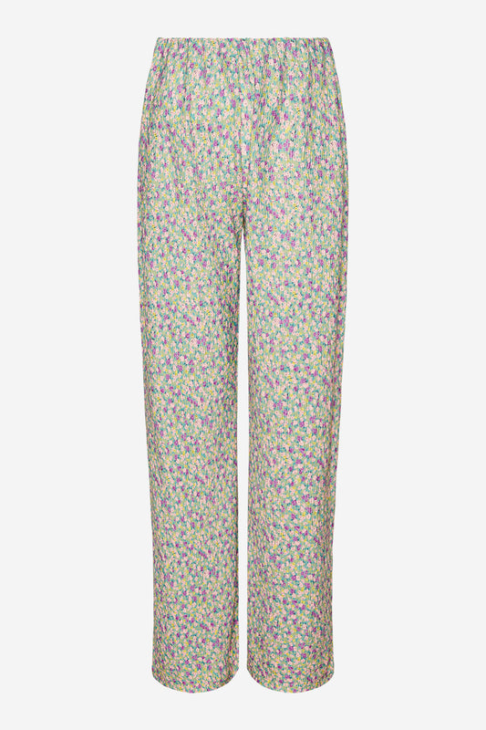 Noellas Loan Pants Green mix flower. Køb Bukser hos www.noellafashion.dk