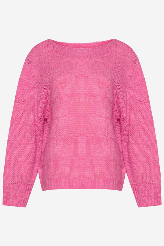 Noellas Masja Knit Sweater Candy pink. Køb Striktrøjer hos www.noellafashion.dk