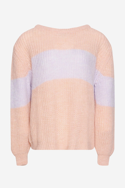 Noellas Mia Knit Sweater Apricot/Lavender Mix. Køb Striktrøjer hos www.noellafashion.dk