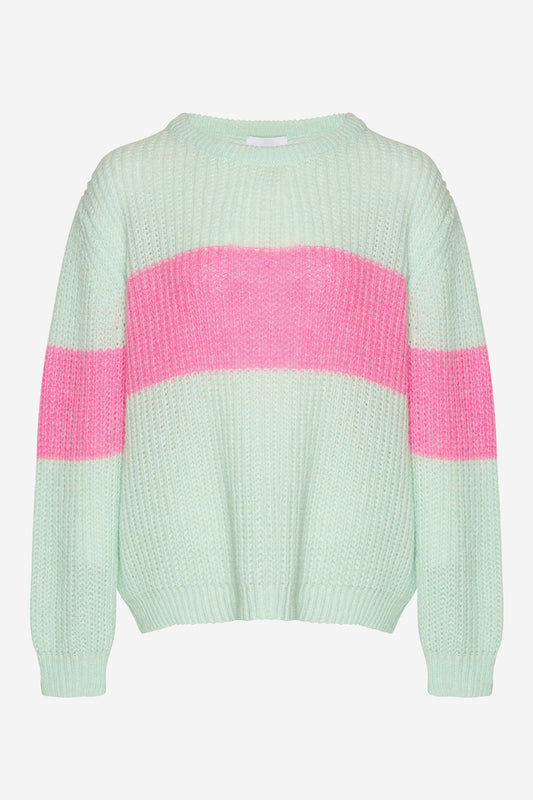 Noellas Mia Knit Sweater Mint/pink mix. Køb Striktrøjer hos www.noellafashion.dk
