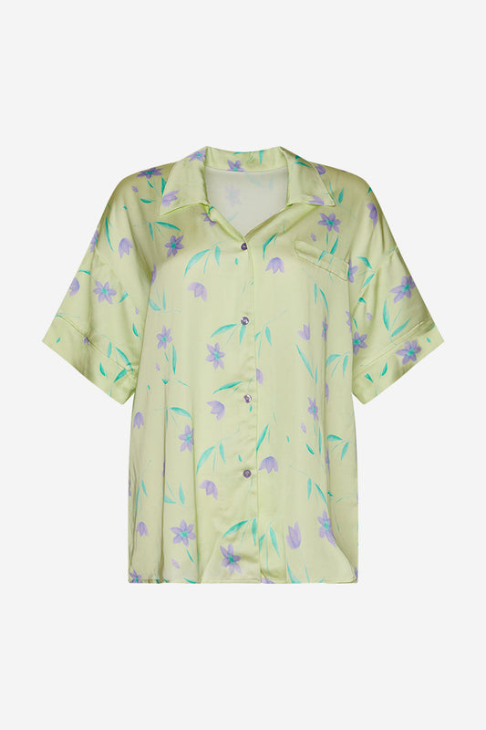 Micha Sh.Sl. Shirt Offwhite w. Flowers