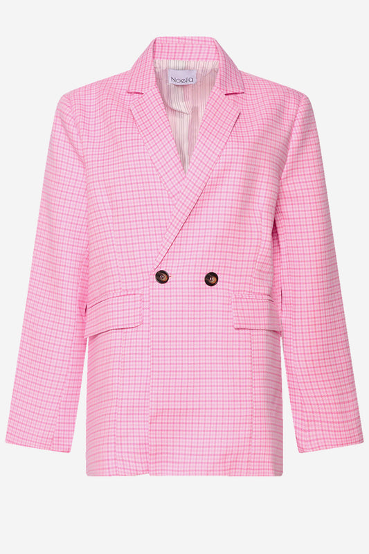 Noellas Mille Oversize Blazer Candy pink check. Køb Blazer hos www.noellafashion.dk