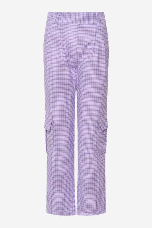Noellas Mille Pants Lavender check. Køb Bukser hos www.noellafashion.dk