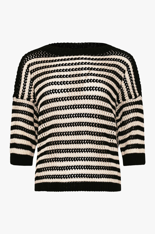 Noellas Mimi Knit Cardine Black Stripe. Køb Striktrøjer hos www.noellafashion.dk