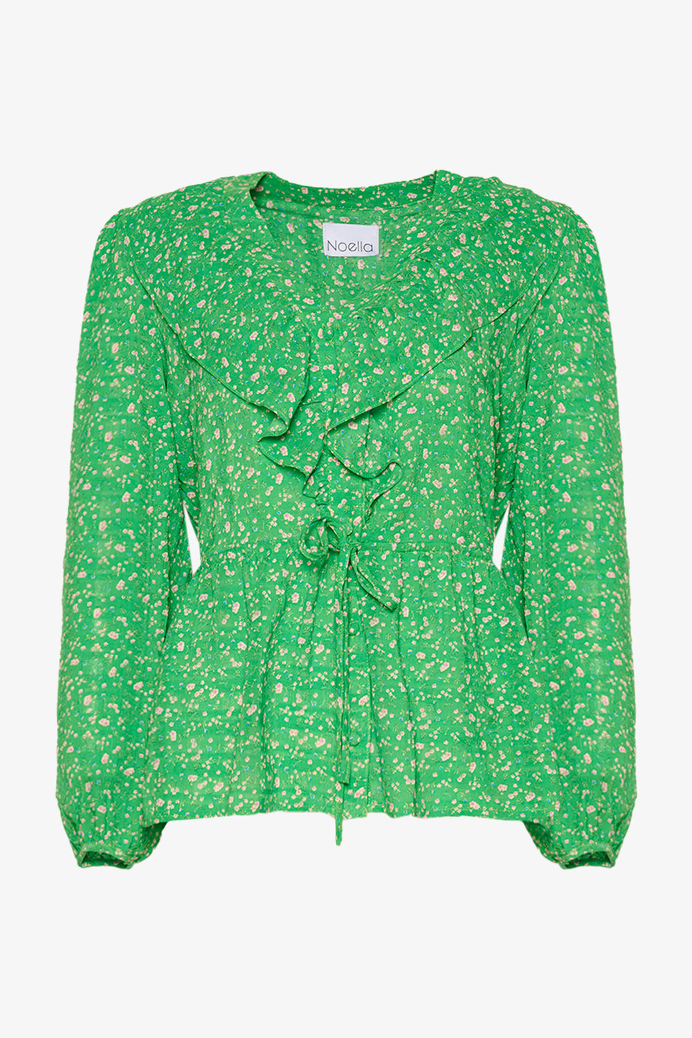 Noellas Nanna Presley Blouse Green Flower. Køb Bluser hos www.noellafashion.dk