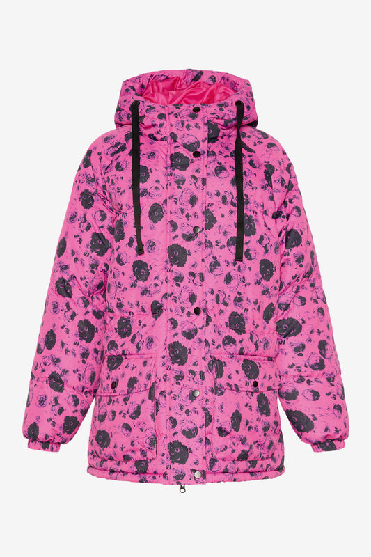 Noellas Nanna Puffer Jacket Fuchsia Flower. Køb Jakker hos www.noellafashion.dk