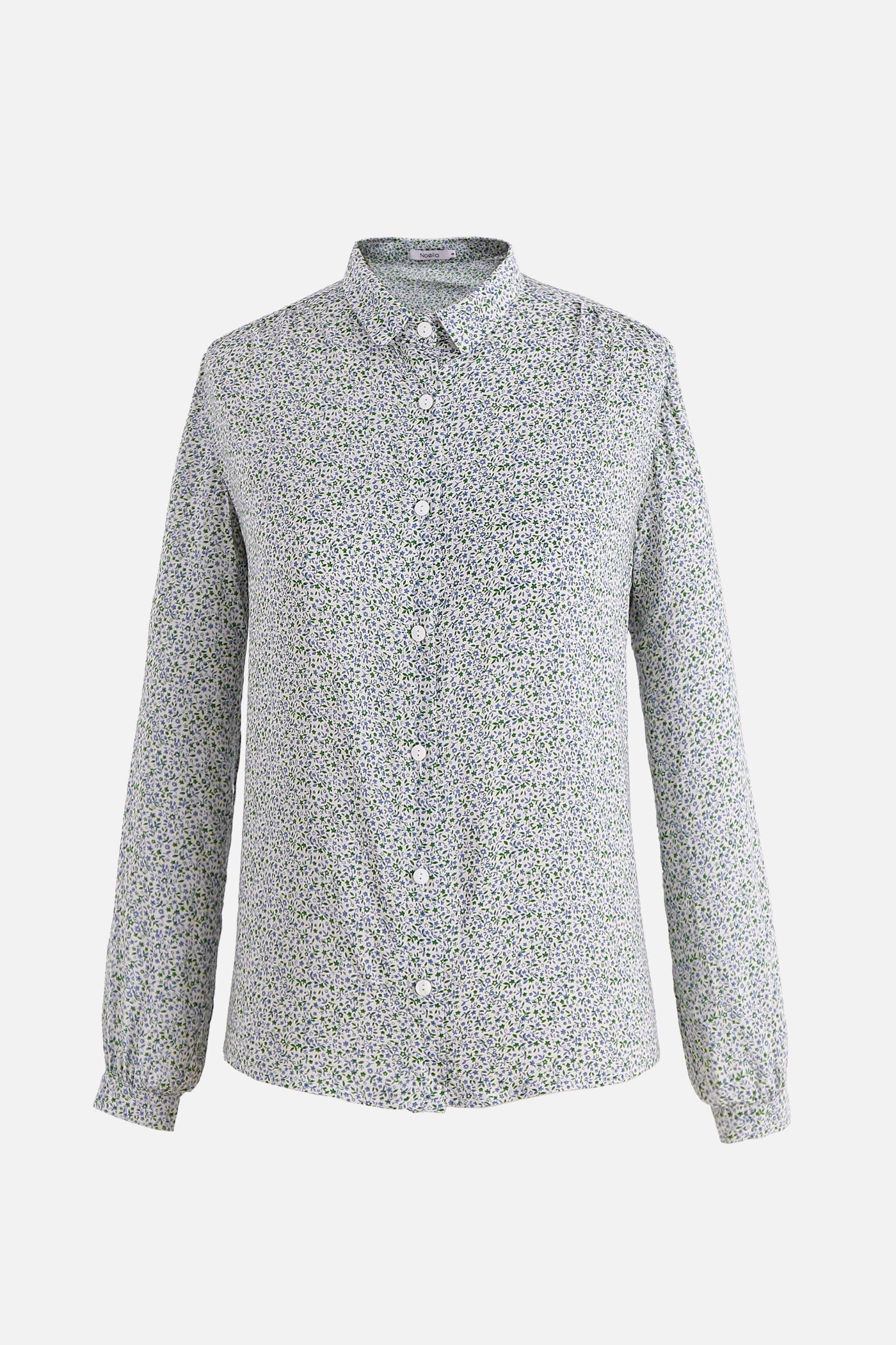 Nemu Shirt Viscose Green/blue Flower