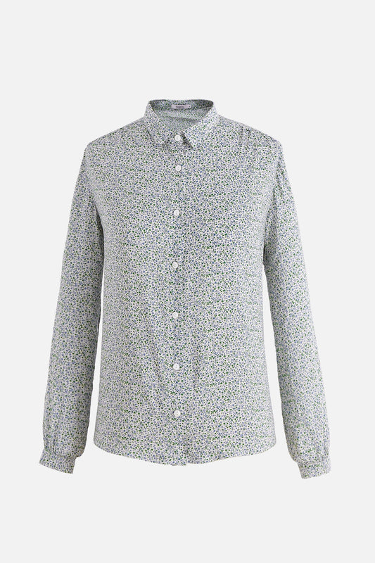 Nemu Shirt Viscose Green/blue Flower