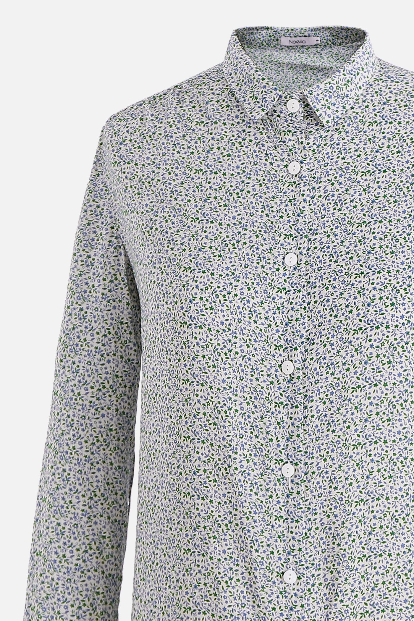 Nemu Shirt Viscose Green/blue Flower