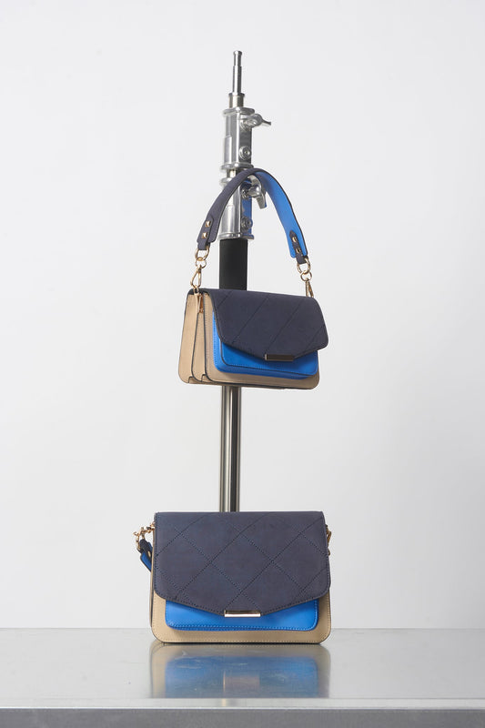 Noellas Blanca Multi Compartment Bag Navy/Sand/Blue. Køb Tasker hos www.noellafashion.dk