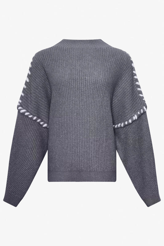 Noellas Olli Knit Dark Grey Melange. Køb Striktrøjer hos www.noellafashion.dk