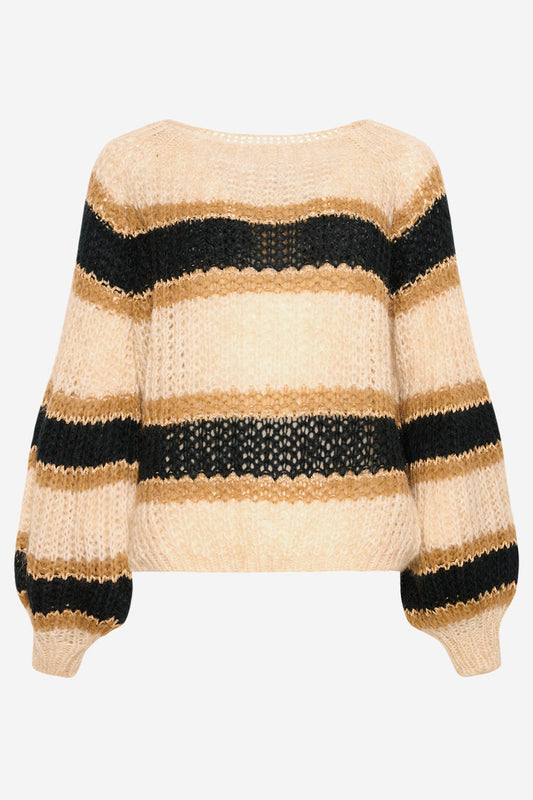 Noellas Pacific Knit Sweater Camel Mix. Køb Striktrøjer hos www.noellafashion.dk