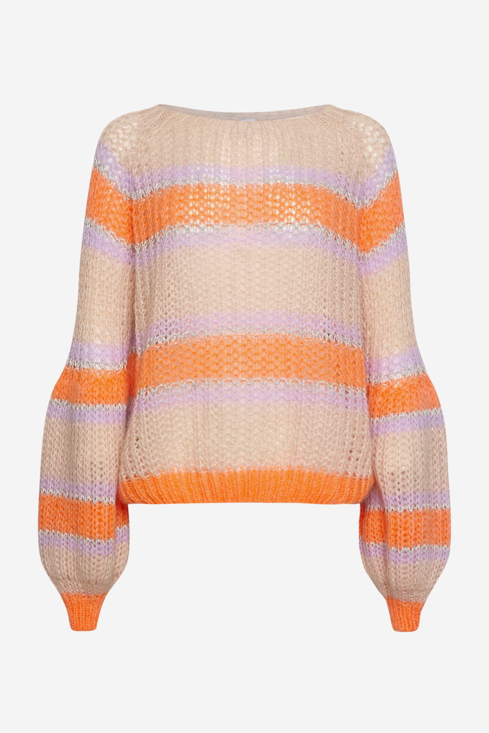 Noellas Pacific Knit Sweater Apricot/Lavender Mix. Køb Striktrøjer hos www.noellafashion.dk