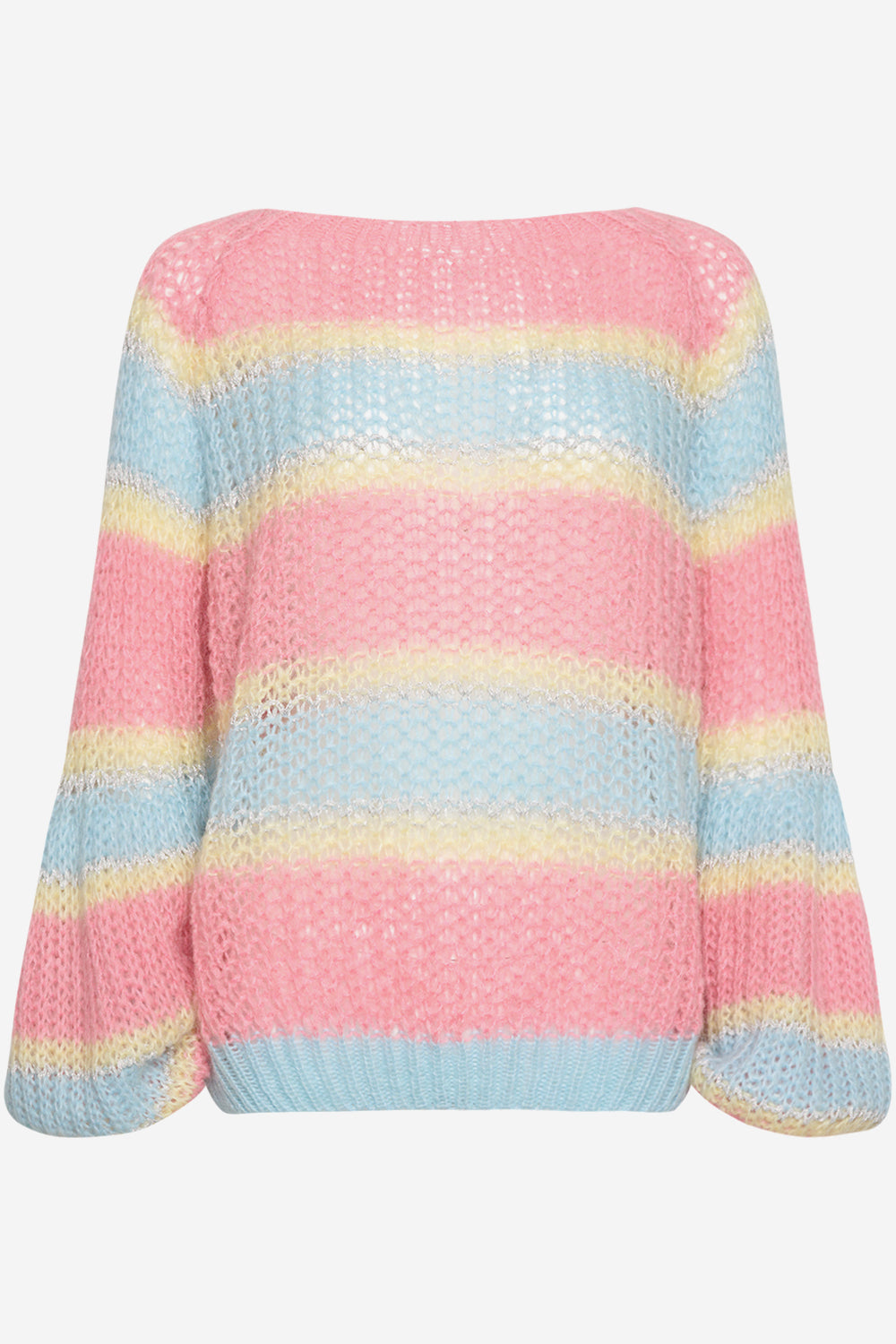 Noellas Pacific Knit Sweater Light Blue/Rose Mix. Køb Striktrøjer hos www.noellafashion.dk