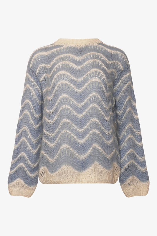 Noellas Panama Knit Jumper Dusty Blue. Køb Striktrøjer hos www.noellafashion.dk