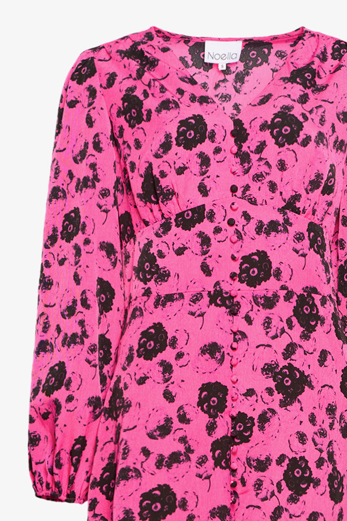 Paris Patty Short Dress Fuchsia Flower