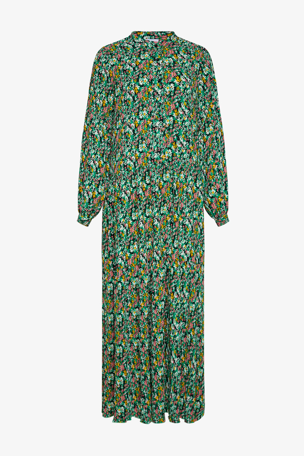 Paulina Long Dress Green Blurry Flower