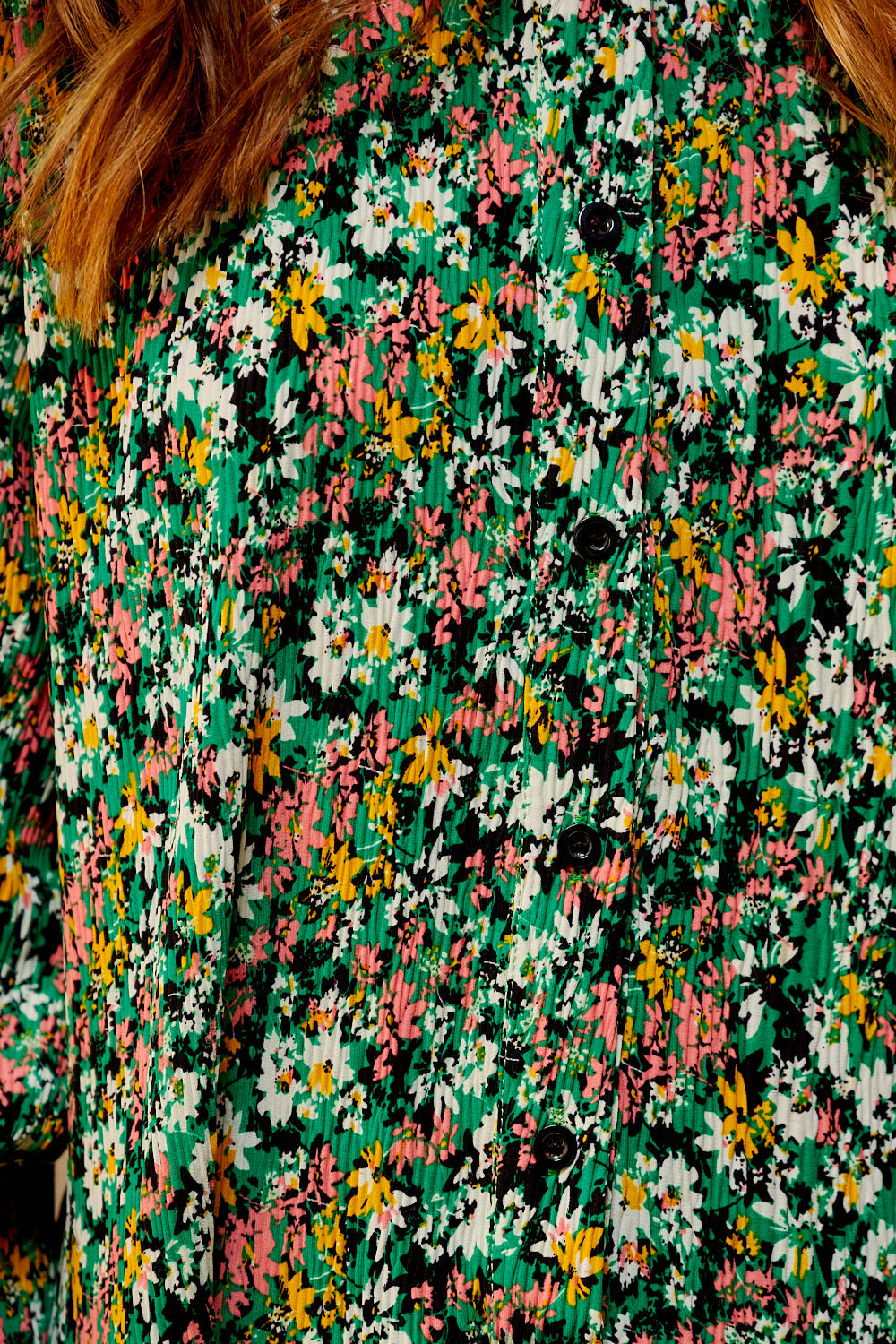 Paulina Long Dress Green Blurry Flower