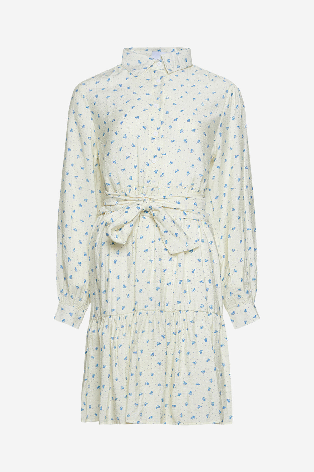 Noellas Pixi Shirt Dress Blue Dot Flower. Køb Kjoler hos www.noellafashion.dk