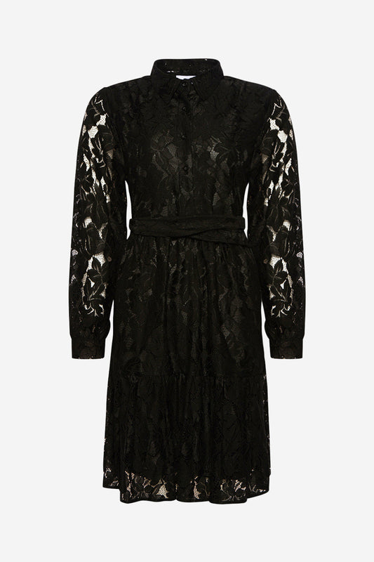 Noellas Pixi Shirt Dress Lace Black. Køb Kjoler hos www.noellafashion.dk