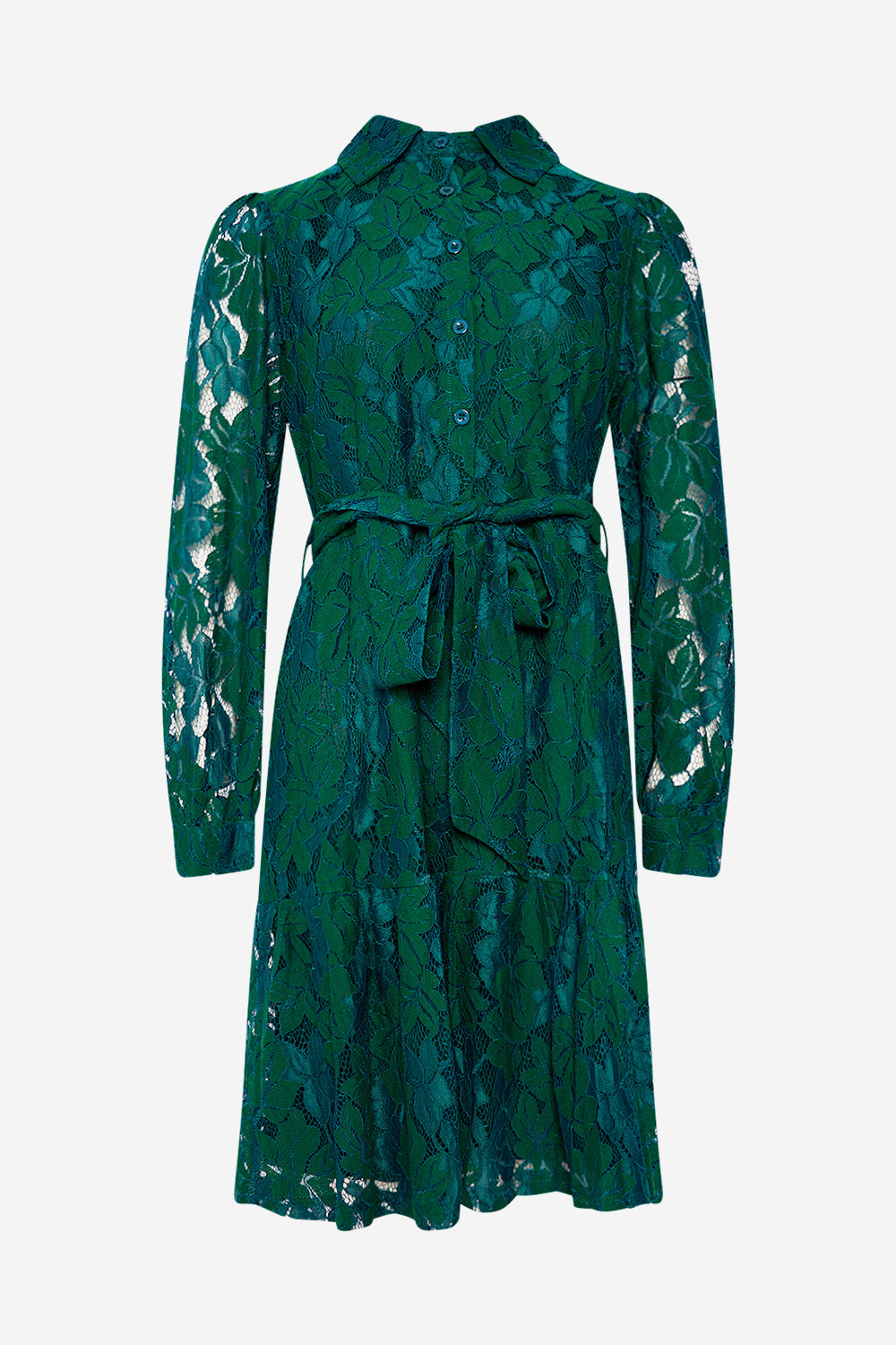 Noellas Pixi Shirt Dress Lace Bottle Green. Køb Kjoler hos www.noellafashion.dk