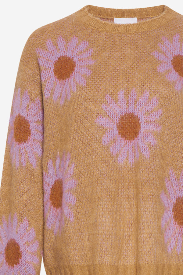 Raya Knit Sweater L/S Sand/Lavender Flower