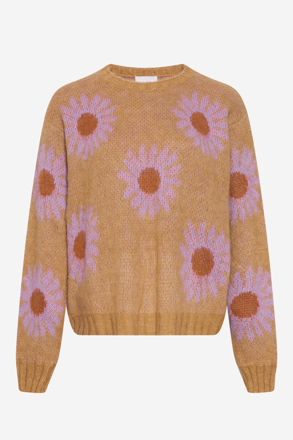 Noellas Raya Knit Sweater L/S Sand/Lavender Flower. Køb Striktrøjer hos www.noellafashion.dk