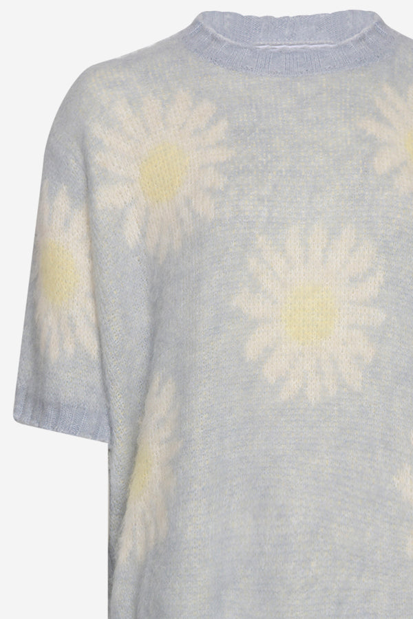 Raya Knit Sweater Light Blue/Offwhite Flower