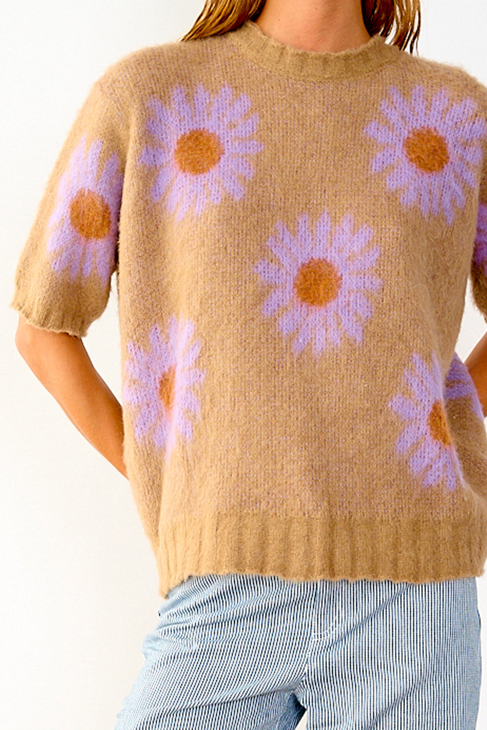 Raya Knit Sweater Sand/Lavender Flower