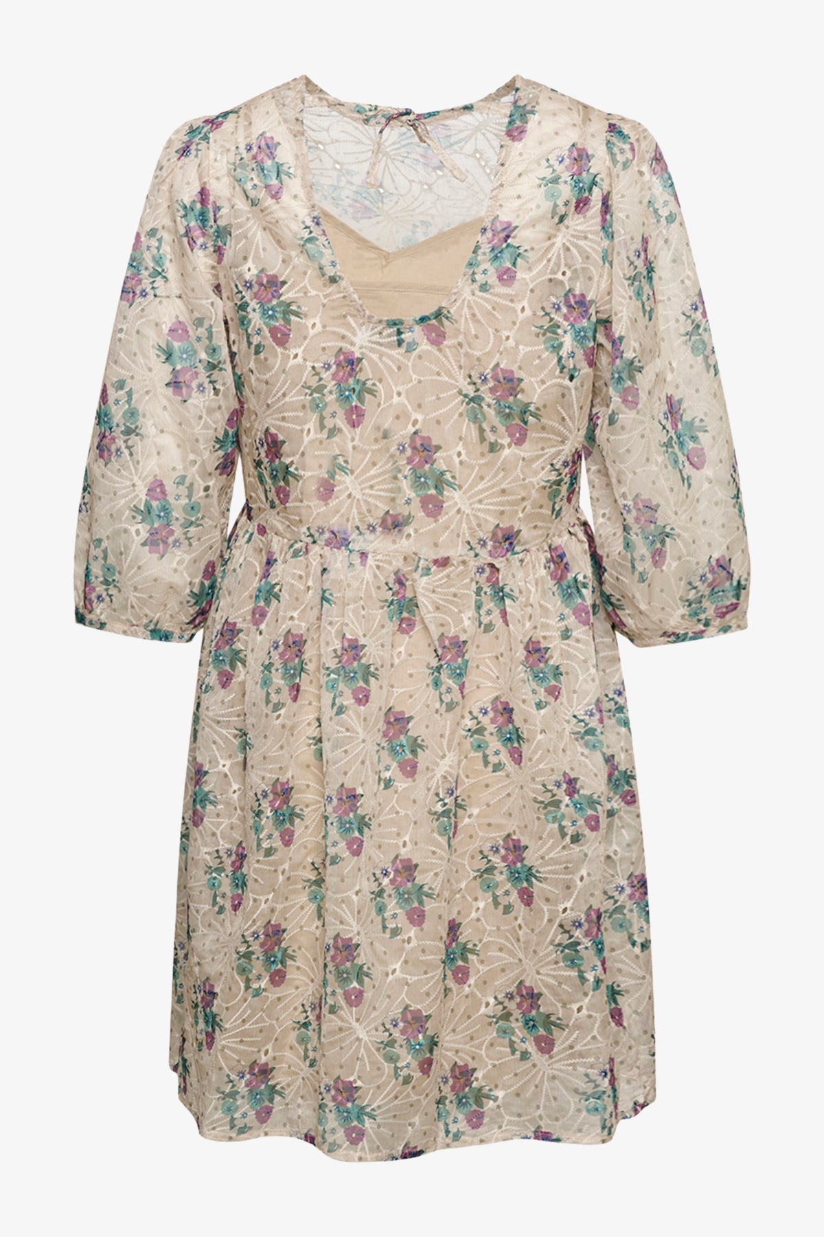 Rhodes Loose Dress Pale Green/Lavender Flower