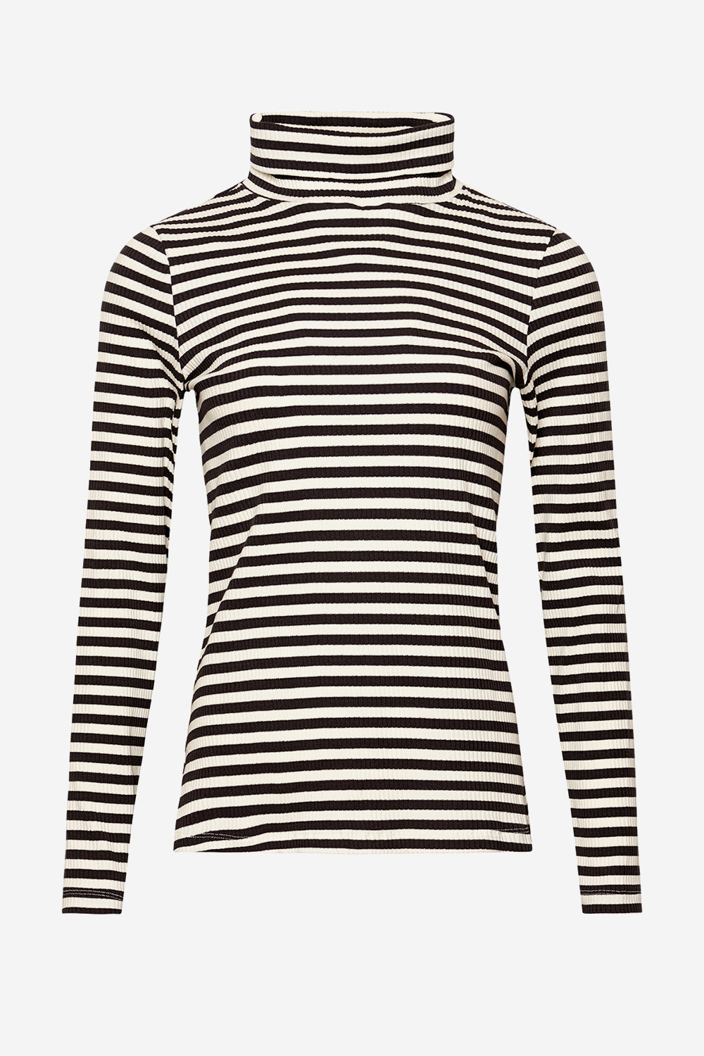 Noellas Luelle T-shirt Rollneck Antracite/cream. Køb Bluser hos www.noellafashion.dk