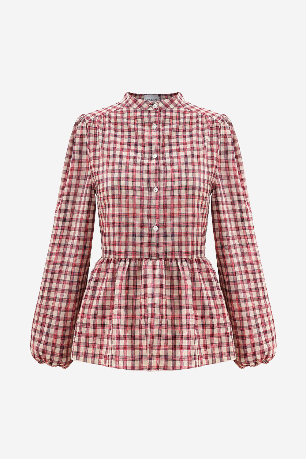 Rose Blouse Cotton Neon Pink Check