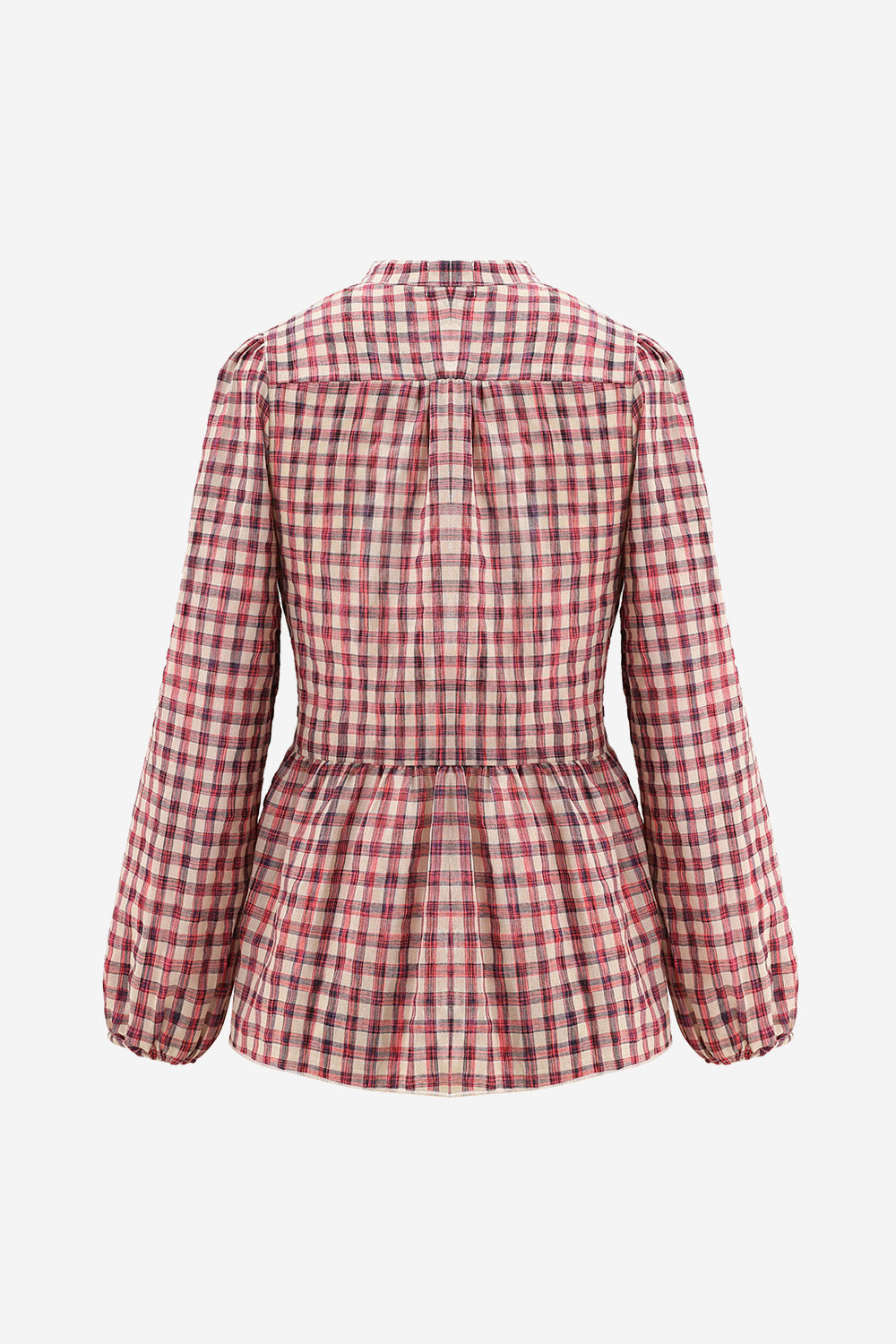 Rose Blouse Cotton Neon Pink Check