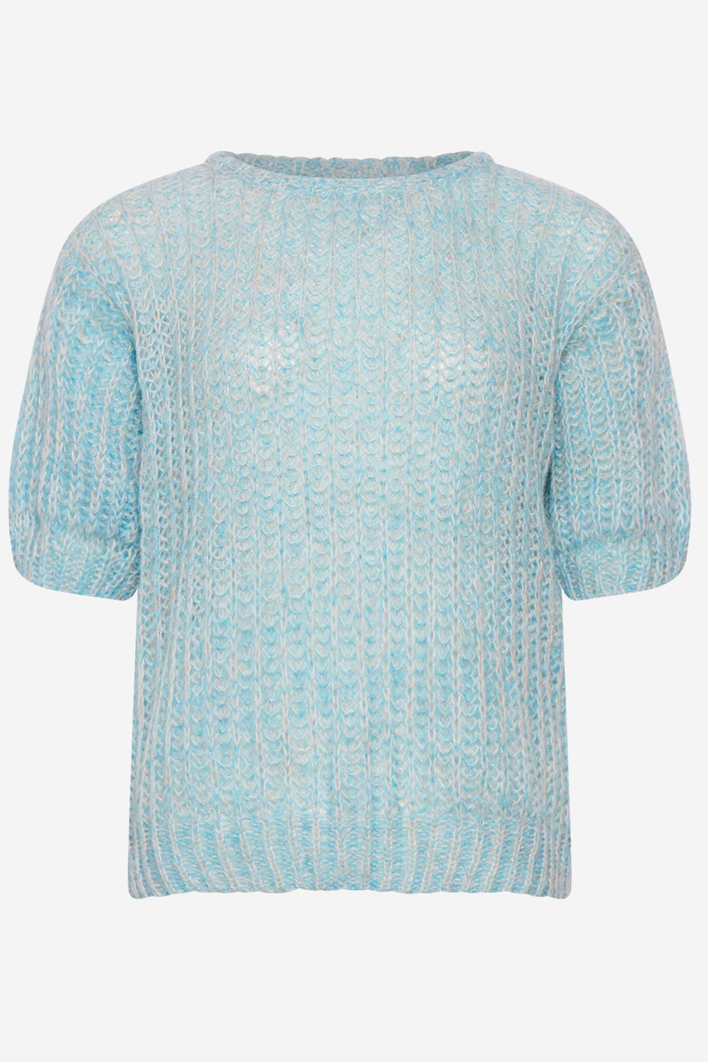 Noellas Roy Short S/L Jumper Light Blue Mix. Køb Striktrøjer hos www.noellafashion.dk