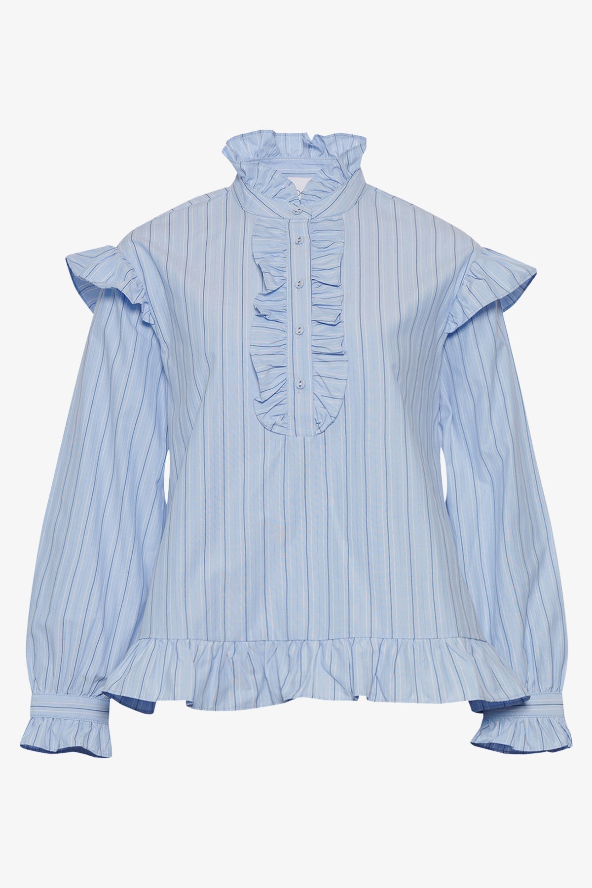 Noellas Sally Blouse Light Blue Stripe. Køb Bluser hos www.noellafashion.dk