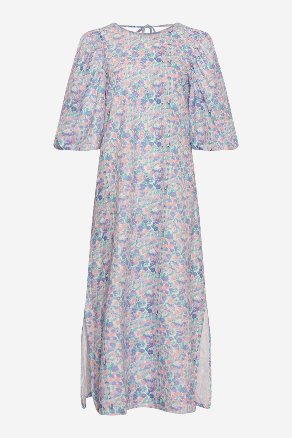 Noellas Scarlet Long Dress Blue/Rose Flower. Køb Kjoler hos www.noellafashion.dk