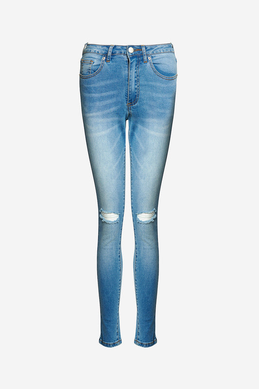 Noellas Sofia Broken Jeans Cotton Denim Blue. Køb Bukser hos www.noellafashion.dk