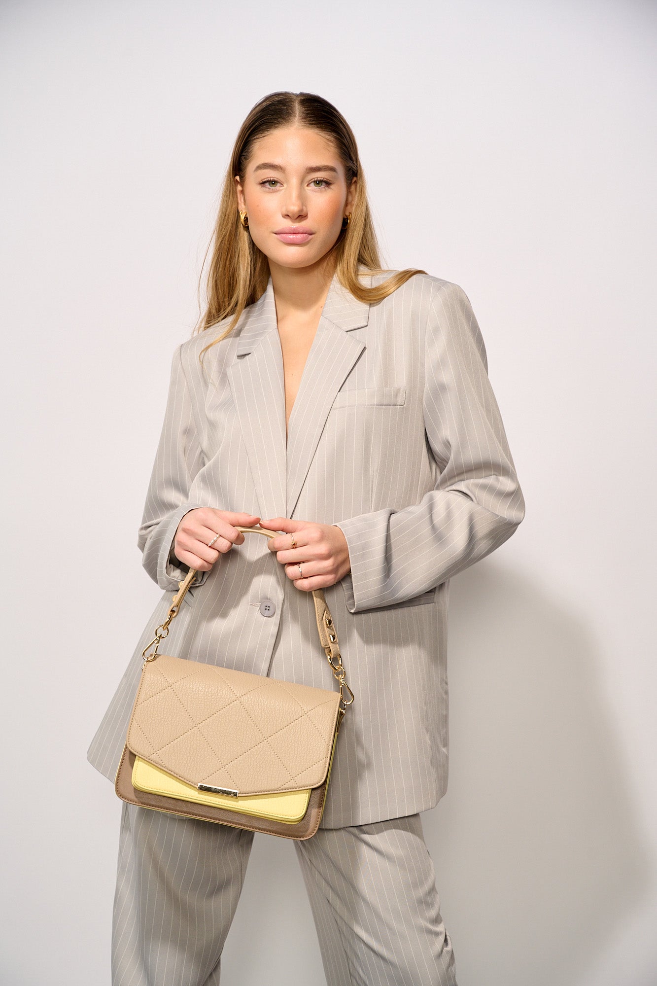 Blanca Multi Compartment Bag Pastel Yellow/Taupe