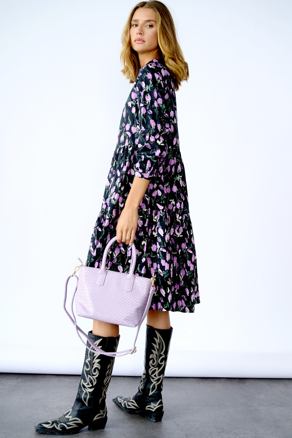 Tallulah Lipe Dress Black/Lilac Flower