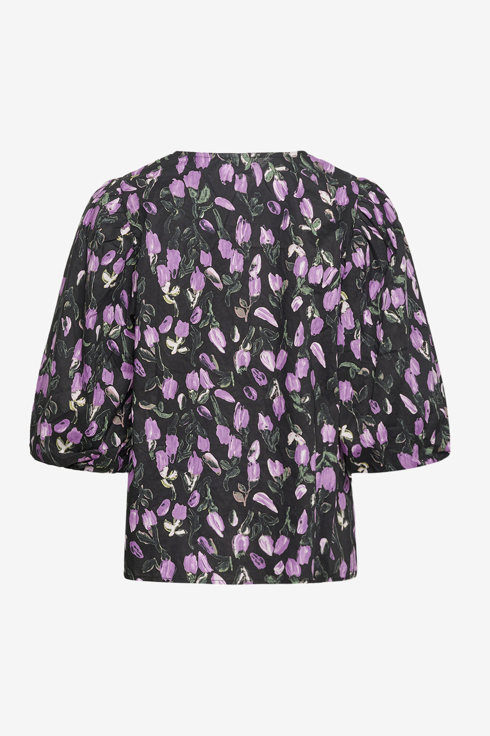 Tallulah Puff Shirt Black/Lilac Flower