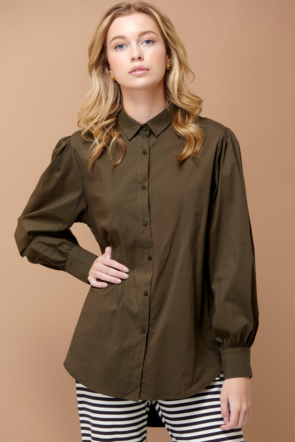 Tate Shirt Cotton Poplin Army