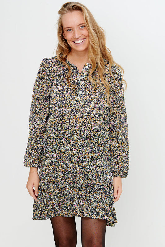 Taven Crepe Dress Navy/pink Flower